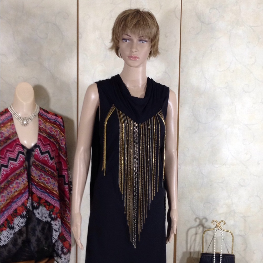 HP🥳Cecelia De Bucourt Scarf Studs Chains 76"X6.5"